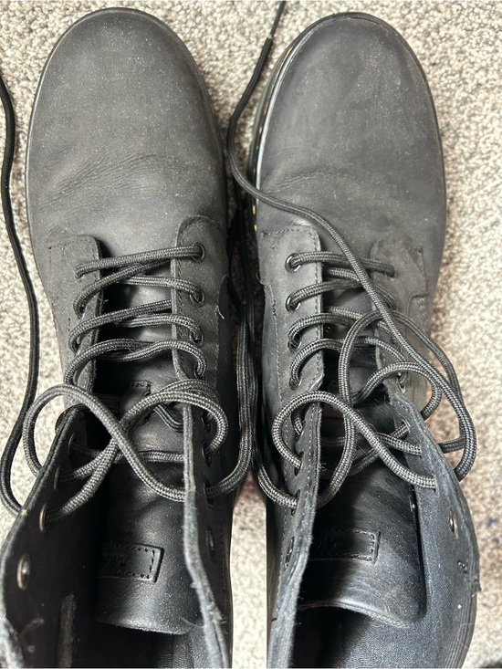 Dr. Martens Black Lace-Up Combat Boots with Yellow Heel Loop main image 4